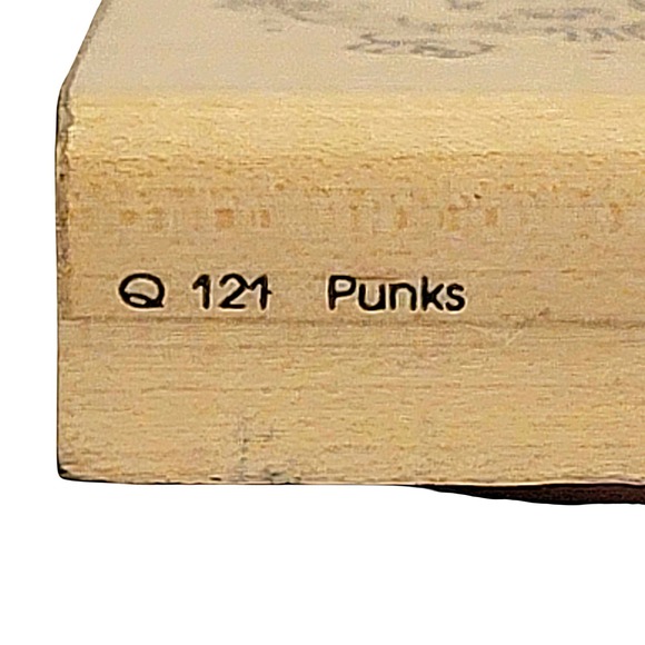 VTG 90s DOTS DJ Hook Punks Rubber Stamp Q121 1991 3"x3.5" Halloween Pumpkin Wood - Picture 4 of 4